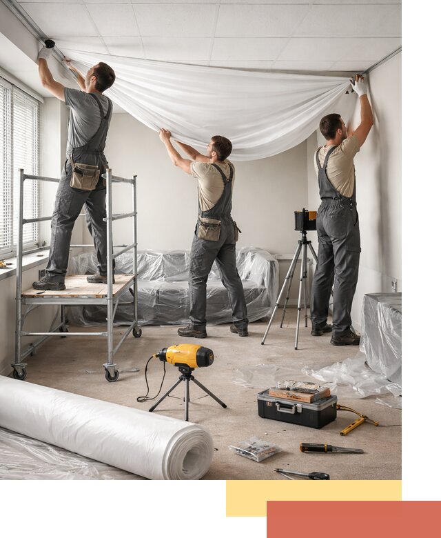 Монтаж натяжного потолка в офисе в Сасово