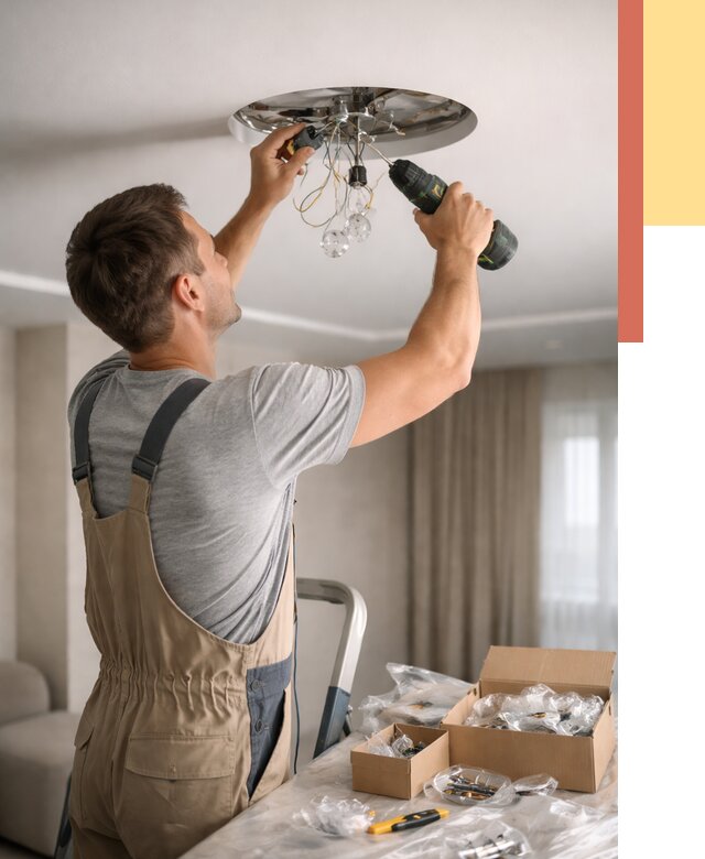 Установка люстры в натяжной потолок в Сасово от 1213 руб. | Быстро и недорого — ОТДЕЛОЧНИК-Ссв