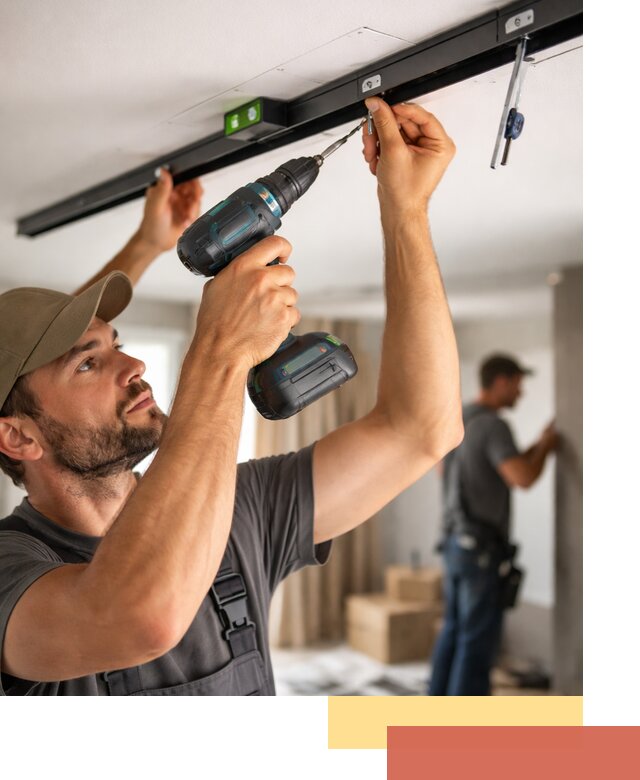 Установка трековых светильников в натяжной потолок в Сасово