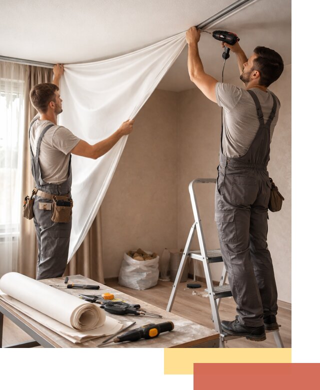 Замена полотна натяжного потолка в Сасово быстро и качественно