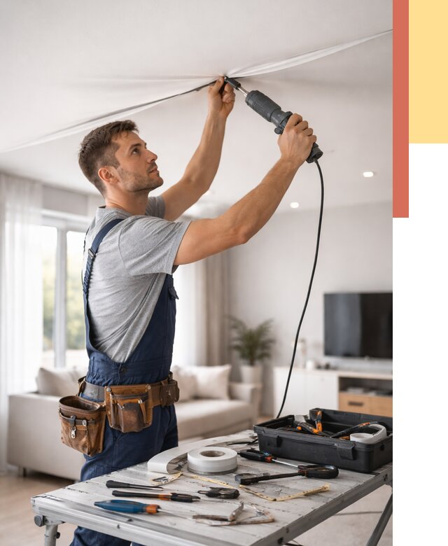 Ремонт натяжных потолков в Сасово от 9600 руб. под ключ — ОТДЕЛОЧНИК-Ссв