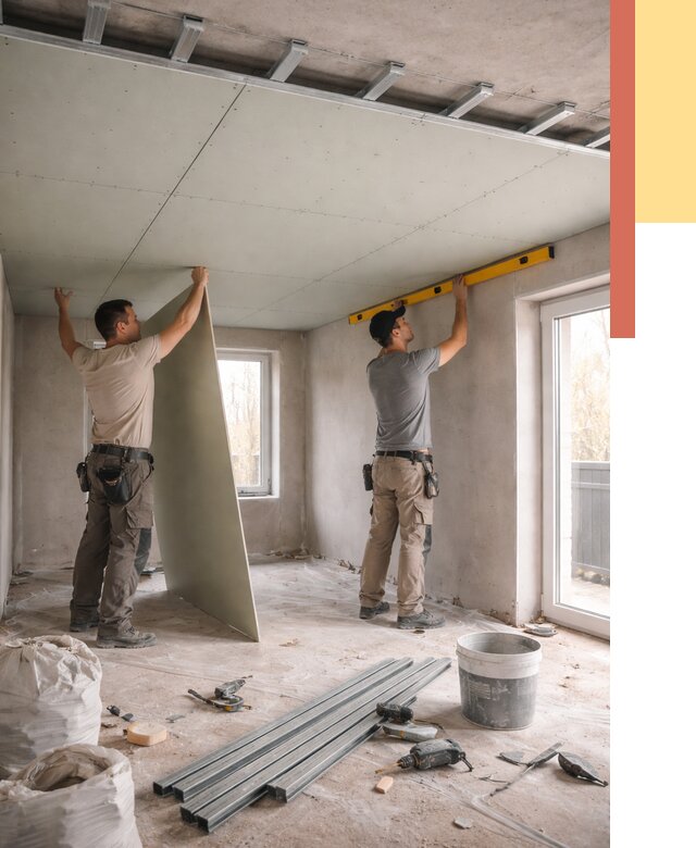 Одноуровневый потолок из гипсокартона в Сасово от 758 руб. — монтаж под ключ | ОТДЕЛОЧНИК-Ссв