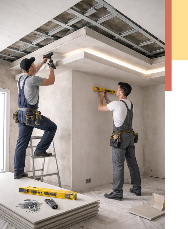 Двухуровневый потолок из гипсокартона в Сасово от 1465 руб. под ключ | ОТДЕЛОЧНИК-Ссв