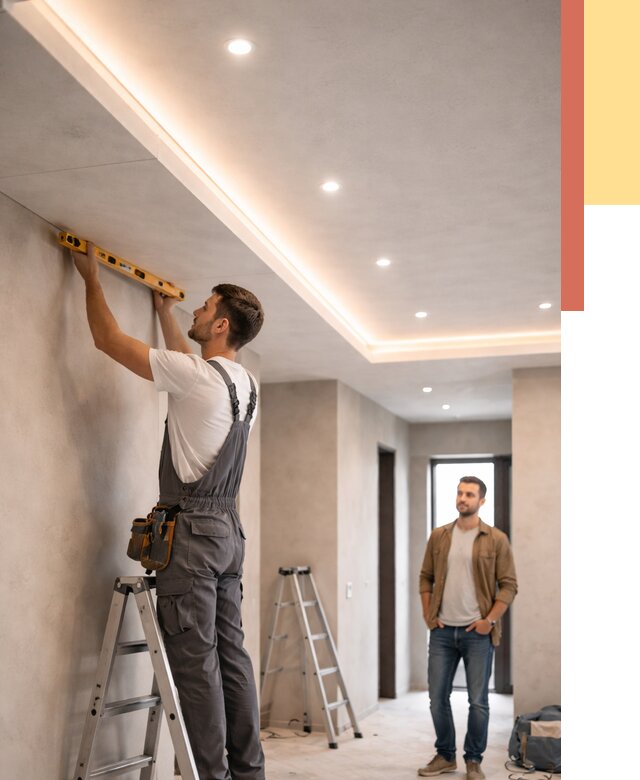 Потолок из гипсокартона с подсветкой в Сасово от 758 руб./м2 под ключ | ОТДЕЛОЧНИК-Ссв