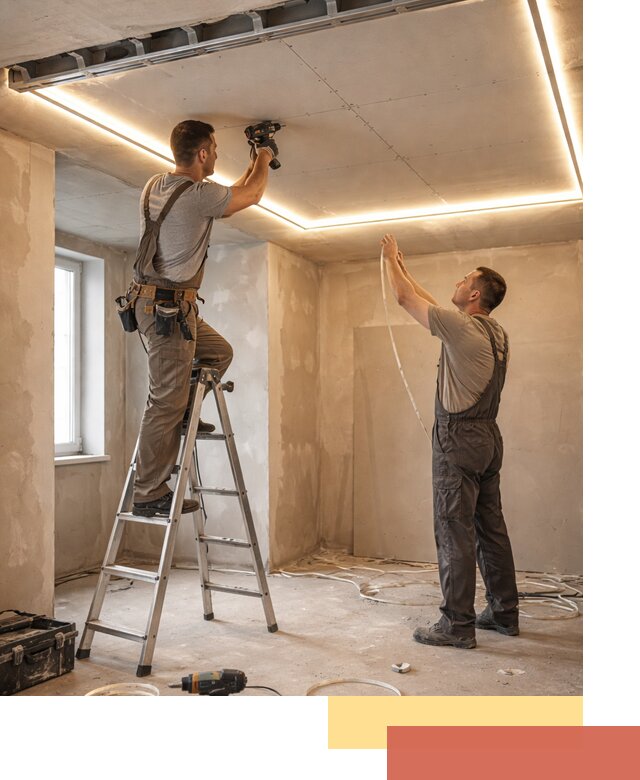 Потолок из гипсокартона с подсветкой в Сасово