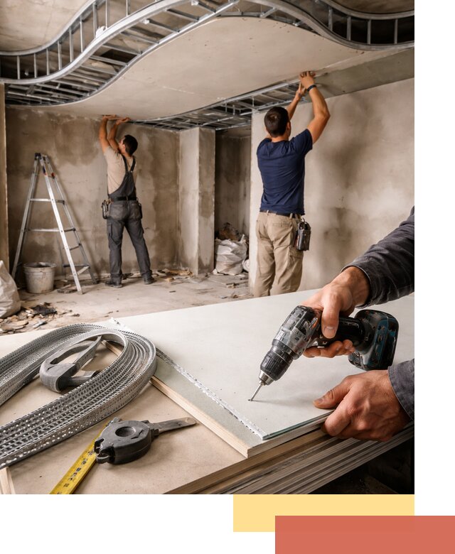 Криволинейный потолок из гипсокартона в Сасово — монтаж и отделка