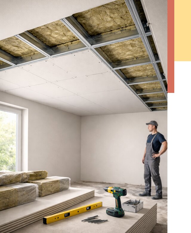 Звукоизоляция потолка ГКЛ в Сасово от 960 руб. — монтаж под ключ | ОТДЕЛОЧНИК-Ссв