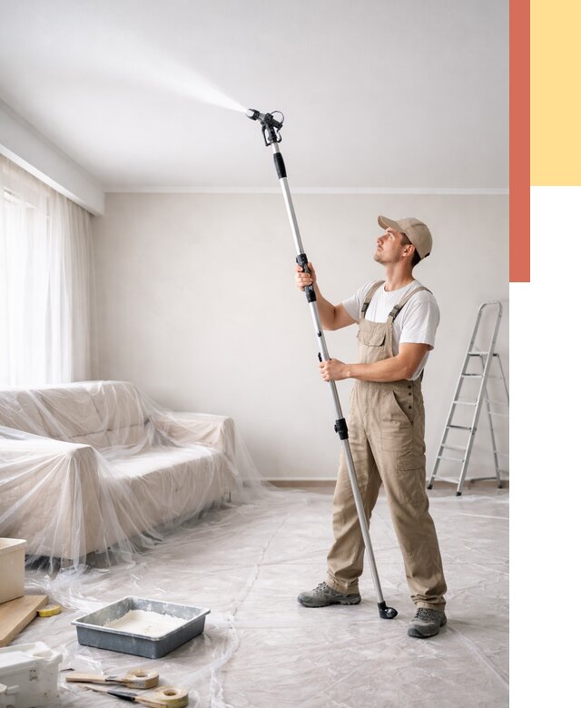 Покраска потолка краскопультом в Сасово от 4547 руб. быстро и недорого | ОТДЕЛОЧНИК-Ссв